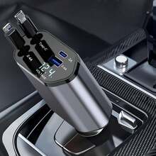 120W Retractable 4-In-1 Fast Charging Car Charging Cable 4-Port Car Charger Adapter Compatible With All Devices - And Reliable Car Plug - TypeC+Lighting - View 1