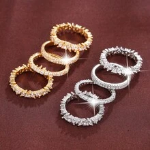4pcs Minimalist Cubic Zirconia Rings For Women, Suitable For Daily Wear - Multicolor - View 8