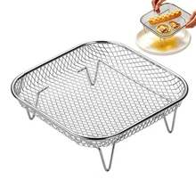 Air Fryer Rack Stainless Steel Stackable Grill Food Dehydrator Basket Air Fryer Accessory Cook Several Food  Mesh Basket - Square - View 3