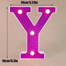 1pc 16cm Purple LED Letter Light, Alphanumeric Night Light, Battery Powered LED Light, Light‑Up Number Sign For Anniversary, Birthday Party Decoration, Wedding Background Decoration, Christmas And Halloween Party Home Bedroom Night Light. - Purple - View 14