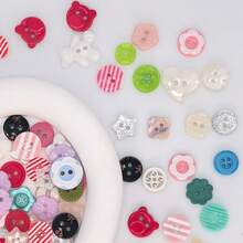 33/44/55/66/77/88/99Pcs Mixed Style Colorful Decorative Buttons Random Colors, Heart Flower Star Shape Resin Buttons, DIY Crafts Multi-Shape Sewing Buttons, Scrapbooking, Card Making, Handmade Jewelry, Clothing Decoration Accessories - Multicolor - View 2
