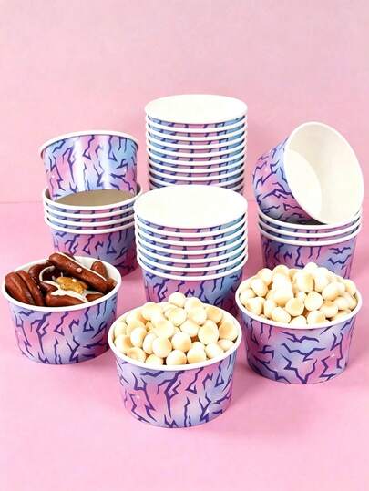 10pcs 8oz Gradient Purple Lightning Pattern Disposable Paper Bowls, K-Pop Theme, K-Pop Birthday Party Decorations, Food Packaging Supplies, Pop Music Party Disposable Tableware, Gift Box, Home Decor, Kitchen & Dining Supplies, Takeout Daily Essentials