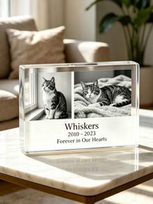 Custom Acrylic Photo Frame, Eternal Love Customized Pet Acrylic Memorial Plaque, Specially Designed For Cat And Dog Memorial. Pet Photo Memorial, Classic Personalized Acrylic Photo Frame - Photo Block Frame, High Transparency Horizontal Rectangular Acrylic Photo Frame, Supports Custom Pet Photo And Personalized Text, Preserve Precious Memories With Your Beloved Pet. Exquisite Texture And Transparency, Suitable For Desktop Display And Indoor Decoration - Multicolor - View 4