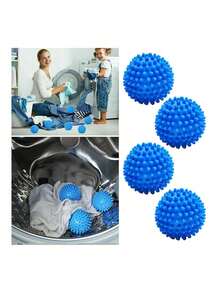 Laundry Dryer Balls 4 Pcs 6 Cm, Reusable PVC Washing Balls For Softer Fabrics, Lint Collecting Laundry Balls That Help Reduce Tangling And Improve Airflow For Clothing, Towels, Blankets And Everyday Machine Washing - A - View 3