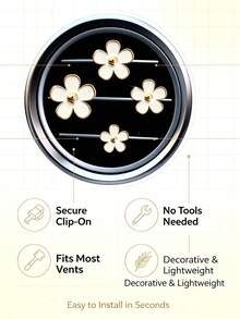 4pcs Pink Enamel Flower Car Air Vent Clips, Gold Rim Alloy Flower Car Interior Decoration, Premium Gift For Female Drivers - A - View 8