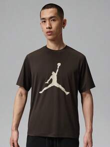 Jordan Men's AS DF SPT ESS SS TOP DD Short Sleeve Knit Collarless T-Shirt TIQ7267-220 - Brown - View 1