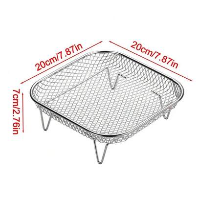 Air Fryer Rack Stainless Steel Stackable Grill Food Dehydrator Basket Air Fryer Accessory Cook Several Food  Mesh Basket
