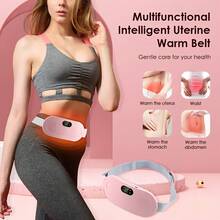 Menstrual Heating Pad, Portable USB Cable, Wireless, 6 Heating Levels, 6 Vibration Massage Modes, For Back And Abdominal Pain Relief - 粉色 - 查看 8
