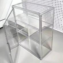 1pc 3-Layer Transparent Display Case With Magnetic Door, Heavy-Duty Acrylic Structure, No Assembly Required - Modern Minimalist Design Transparent Display Box, Suitable For Stores, Home Offices And Collectibles Display; Space-Saving Storage Organizer Box, Minimalist Storage Box, Minimalist Decor, Sturdy Storage Box, Multi-Layer Shelf, - 36*27*14cm / 14.17*10.63*5.51in - View 1