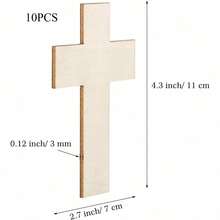 Wooden Cross Ornaments 10Pack – Unfinished Blank Tags For Craft Projects Creative Decorations & Art Supplies - Default - View 10