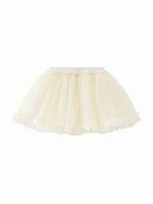 mini bala 女嬰甜美蓬鬆薄紗迷你裙，2026 秋冬新品 - 乳白 - 查看 5