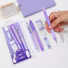 [Bộ văn phòng phẩm màu hồng] Bộ văn phòng phẩm màu hồng 6 món - Bút chì kim, tẩy, thước kẻ, bút ngòi nhọn - Hoàn hảo cho viết nhật ký, làm bài tập về nhà, đồ dùng học tập, đồ dùng thiết yếu quay lại trường - Bộ - Xem 3