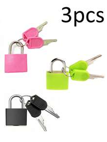 Portable Padlock With Key, Colorful Plastic Shell Metal Lock, School Supplies, Travel Vacation Cruise Essential Accessory, Women's Back To School Season - Multicolor - View 31