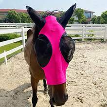 馬臉面罩 馬臉防護面罩 透氣彈性防蚊防蟲馬面罩 馬用頭套裝備 - 彩色 - 查看 7