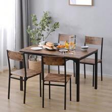 Dining Set, Dining Table With 4 Chairs, For Balcony, Dining Room & Living Room, Vintage Brown - Brown - View 4