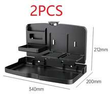 1/2pcs Multi-Function Car Back Seat Organizer, With Foldable Tray, Cup Holder And Phone Slot, Universal ABS Material Bracket, Car Back Seat Dining Table, Suitable For Food & Drinks, Car Storage, Camping Travel And Car Accessories - Black - View 6