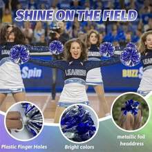 2pcs Cheerleading Handheld Pom Poms With Ribbons, Dance Performance Props, Square Dance Game Props, Suitable For Football, Basketball, Rugby And Sports Performances, Team Sports, Dance And Cheerleading Performance Props - Multicolor - View 4