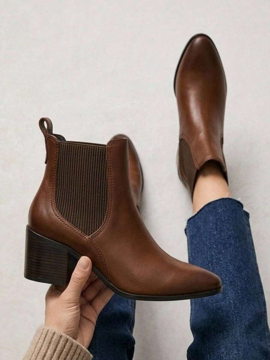 Women Ankle Boots & Booties - Coffee Brown - View 1