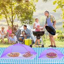 1pc Purple Foldable Insect/Mosquito Food Cover - Detachable Washable Mesh Vegetable Table Tent, Suitable For Camping/Restaurant, Outdoor Portable, Kitchen Gadget, Outdoor Gift For Friends - Multi-color 1 - View 7