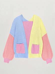 Áo cardigan len dệt kim nữ màu cầu vồng dopamine cho mùa thu/đông, dáng rộng thoải mái - Nhiều màu - Xem 6