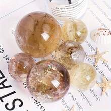 1pc Stunning Natural Rainbow Smoky Citrine Quartz Crystal Sphere - Graduation Gift, Perfect Holiday Gift -Crystal Decor -Crystal Ornaments - Multicolor - View 2