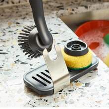 1pc Multi-Function Cleaning Brush With Base + Replaceable Cleaning Pad, Vertical Long Handle Brush With Base. Suitable For Kitchen Sink And Dish Cleaning, Colorful Space-Saving Design, Practical Daily Household Tool - Long-handle Cleaning Brush - View 8