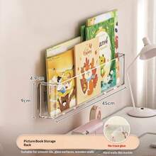 1/2/4/6pcs, No-Drill Wall-Mounted Book Storage Rack, Strong Load-Bearing Transparent Bookshelf, Large Capacity Wear-Resistant And Drop-Resistant Display Rack - Large Capacity, No-Drill, Strong Load-Bearing, Wear-Resistant And Drop-Resistant, Suitable For Office Document And Reading Material Storage, Bedroom Book Display And Organization, Study Room Figurine And Picture Book Display, Living Room Decorative Item Display, Rental Wall Space Expansion, Student Dormitory Book Storage. Large Capacity Space-Saving Office Storage Rack, Strong Load-Bearing Durable Bedroom Furniture Bookshelf, No-Drill Stable Wall-Mounted Storage Rack, Transparent And Beautiful Room Decoration Display Rack, Random Style. - Multicolor - View 13