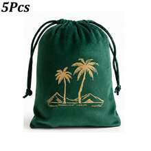 5pcs/1pc Tas Beludru Hijau dengan Motif Pohon Palem, Tas Dekorasi Pesta Perayaan untuk Hari Nasional Arab Saudi - MultiWarna - View 12