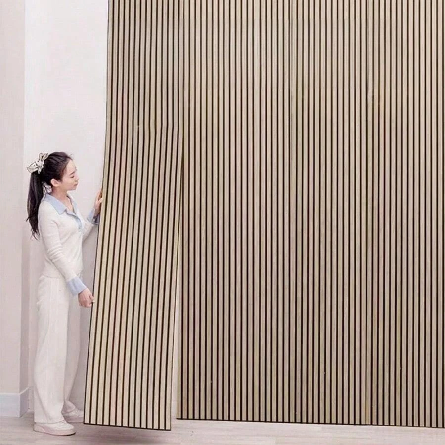 1 Roll 3D Wood Grain Wall Panel, DIY Home Decor Wall Panel, Ceiling, Wall Decoration Wall Sticker, TV Background Wall, Home Decor Sticker 15.74in*118.1in - Roll Grille - View 1