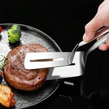 1/2pcs Stainless Steel Multi-Function Steak Grill Tongs, Fish Fryer Clip, Bread Clip, Suitable For Camping Kitchen Tools - Multicolor - View 11