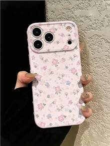 1 buah Casing Ponsel Motif Bunga Polkadot Lembut, Kompatibel dengan iPhone 17 Pro Max, 16 Pro, 15, 14, 13, Gaya yang Lembut, Desain Niche Fresh Girl, Pelindung Anti Guncangan, Gaya Korea - Berwarna merah muda - View 1