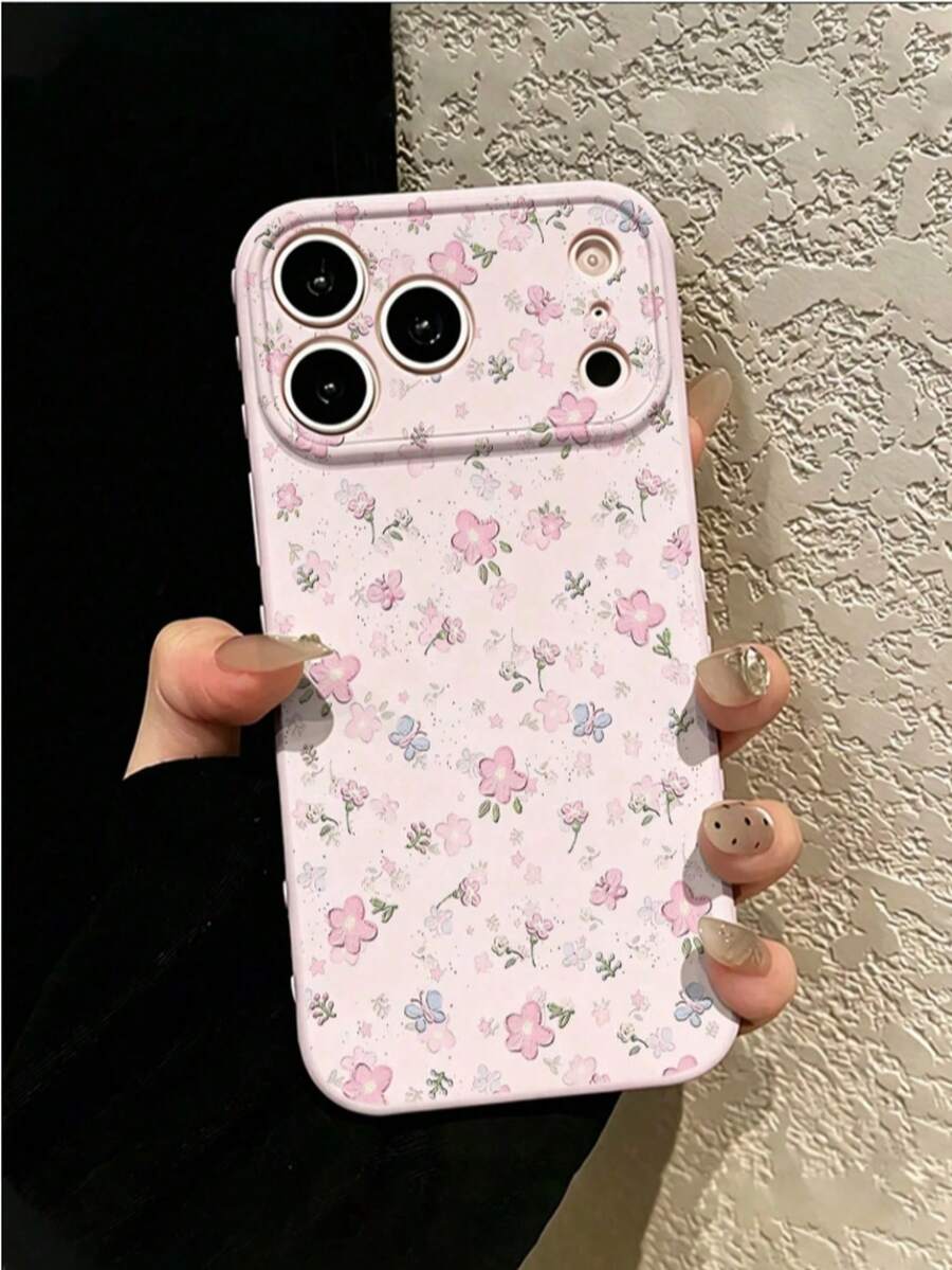 1 buah Casing Ponsel Motif Bunga Polkadot Lembut, Kompatibel dengan iPhone 17 Pro Max, 16 Pro, 15, 14, 13, Gaya yang Lembut, Desain Niche Fresh Girl, Pelindung Anti Guncangan, Gaya Korea - Berwarna merah muda - View 1