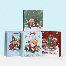 34/68/102pcs Christmas Gift Bags With Ribbon Handles - Multiple Patterns, Durable Paper Holiday Party Gift Bags, Suitable For Christmas Tree And Christmas Decoration, Perfect For Holiday Celebration, Christmas Gift Bags, Christmas Decoration, Christmas Decoration, With Stickers - Style D - View 2
