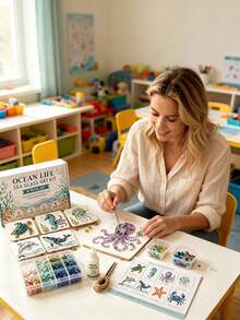 1 Set DIY Acrylic Mosaic Art Kit, Cute 3D Ocean Animal Handmade, Easy Assembly No Tools Required, Create Exquisite Ocean Artwork, Suitable For Beach Home/Wall/Desktop Decor, Colorful Glass Fragments With Sturdy Base, Perfect Gift For Adult Beginners And Craft Enthusiasts - Multiple Styles - View 2