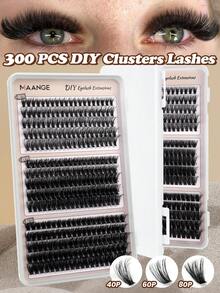 MAANGE 300簇D捲度睫毛書，個人睫毛相簿，40P+60P+80P-DIY睫毛接種入門套裝，打造自然眼妝，放大眼睛，防水、便攜且可重複使用，睫毛簇單根假睫毛，假睫毛，睫毛簇，假睫毛（單尺寸200簇） - D - 查看 12