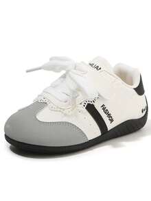 Girls' Sweet Lace-Up Hook & Loop Soft Sole Sneakers, Easy On/Off Kindergarten Shoes - Black - View 7