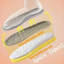 6pcs (3pairs) Winter Thickened Insoles: Soft And Thick, Enhanced Warmth. Perfect For Outdoor Work And Indoor Leisure, Suitable For All Types Of Shoes. - Grey - View 5