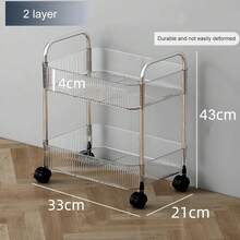 1pc 2-Tier/3-Tier/4-Tier Rotating Acrylic Cosmetic Storage Cart With Wheels - Multi-Functional Bathroom/Living Room Cosmetic Storage, Transparent Design For Easy Visibility, Portable Makeup Cart | Modern Storage Rack | Multi-Layer Mobile Storage Cart, Vanity Storage - Multicolor - View 7