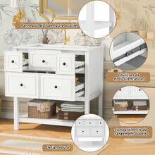 White Bathroom Vanity - Storage Unit - 76 X 46.5 X 82 Cm - 白色 - 查看 7