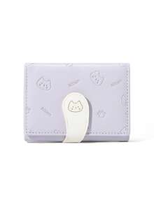 Flower Short Coin Wallet, Simple Black And White Contrasting Color Three Fold Wallet, Compact And Portable Multi Slot Coin Wallet, Cute Storage Wallet - Multicolor - View 12