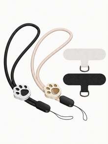 1Set Cute Cat Claw Mobile Phone Lanyard With Pad,USB/Bags/Keychain Pendant,Camera/Keys/Phone Wristband,Headphone/USB/ID Name Tag Lanyard,Adjustable Wrist Strap Mobile Anti-Loss Rope For Outdoor Sport,Travel And Daily Use - Multicolor - View 4