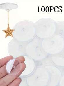 100pcs Transparent Plastic Wall Hooks With Strong Adhesive Backing, Easy Installation No Trace, Suitable For Party Decoration, Home DIY Projects, Kitchen, Bathroom, Bedroom, Closet, Office, Garage, Dorm, Entryway Fashionable Hanging Solution - Multicolor - View 2