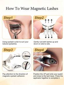 1 Pair Magnetic False Eyelashes Set With Clips,Natural Looking,Easy To Wear And Remove Magnetic False Eyelashes,Upgraded Band Lines Are Thinner And Lighter,Suitable For Daily Wear,Waterproof,And As A Gift For Women,Magnetic Lashes. - Black - View 5