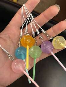 1/2/4pcs Cartoon Cool And Edgy Frizzy Keychain Pendant, Women's Bag Charm, Small Gift Keyring, Car Key Decoration, Pendant Accessory - Lollipop - View 3