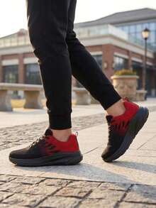 Men's Wide Toe Comfortable Mesh Breathable Thick Sole Lightweight Sports Casual Shoes - Black - View 3