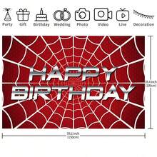 1pc Spiderweb Birthday Backdrop; Suitable For Spider-Themed Decorations, Birthday Banners, Baby Shower Setups, Cake Table Backdrops, Or Photo Backdrops. - View 10