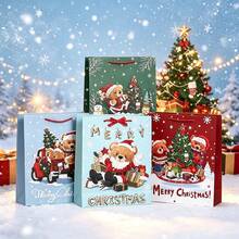34/68/102pcs Christmas Gift Bags With Ribbon Handles - Multiple Patterns, Durable Paper Holiday Party Gift Bags, Suitable For Christmas Tree And Christmas Decoration, Perfect For Holiday Celebration, Christmas Gift Bags, Christmas Decoration, Christmas Decoration, With Stickers - Style D - View 7