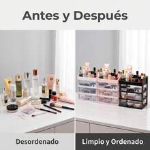 Organizador de Maquillaje FICZOY con 3 Cajones Transparentes, Almacenador de Cosméticos Multicompartimento para Tocador, 3 Colores Disponibles - Ver 5