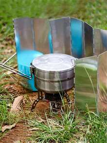 Outdoor Aluminum Alloy Folding Windshield, 8pcs/12pcs Optional Lightweight Camping Windscreen, Height 24cm/9.44in, Universal For Camping Stoves And Portable Gas Stoves, With Fixing Pins To Prevent Tipping, Bottom Slot For Gas Tube Placement, Heat Retention And Temperature Locking To Reduce Heat Loss, Saving Gas And Accelerating Cooking, Can Be Freely Bent And Shaped, Aluminum Alloy Material Durable And Wear-Resistant, High Temperature Resistant And Anti-Oxidation, Foldable And Compact For Easy Storage, Comes With Portable Storage Bag, Suitable For Hiking, Picnic, Outdoor Camping, Road Trip, Mountain Climbing, Survival And Other Scenarios, Essential Windproof Accessory For Outdoor Cooking Equipment - Multicolor - View 7