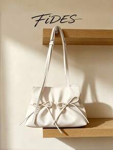 1PC Fashion Minimalist Double Bow Pleated Small Crossbody Bag, Soft Glossy PU Leather With Gentle Pleats, Double-Sided Tie Bows For A Youthful Look, Adjustable Spaghetti Strap, Shoulder And Crossbody Dual Use, Versatile Women's Bag For Daily Commute And Dating - Multicolor - View 3